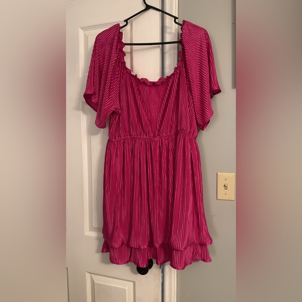 Simply Southern Fuchsia Pleated Mini Dress